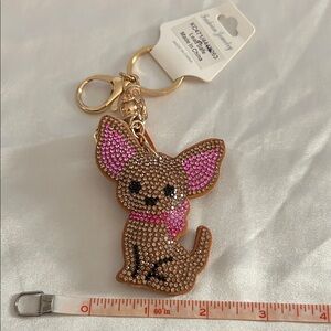 Fashion Jewelry Pink and Brown Chihuahua Key Holder